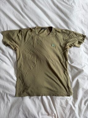 Acne Studios Olive Crewneck T-Shirt with Small Face Logo Patch